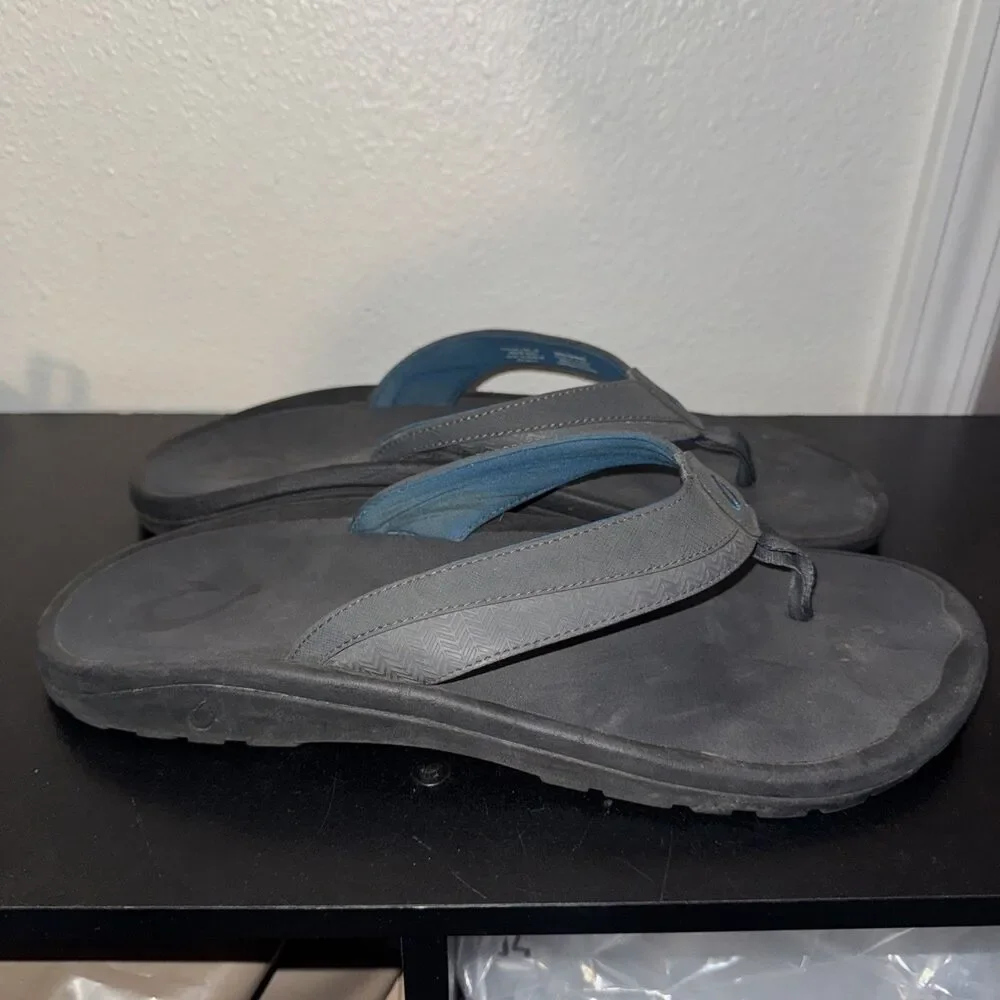 OluKai Men's Ohana Koa Beach Sandals - Kona/Kona Gray Mens Size 14